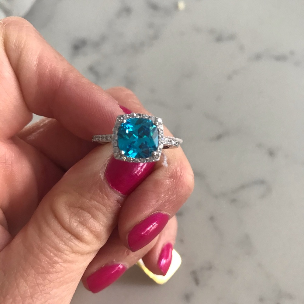 925 Sterling Silver blue Topaz ring 5